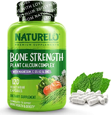 Photo 1 of **EXPIRES MAY11/2025** NATURELO Bone Strength - Plant-Based Calcium, Magnesium, Potassium, Vitamin D3, VIT C, K2 - GMO, Soy, Gluten Free Ingredients - Whole Food Supplement for Bone Health - 120 Vegan Friendly Capsules
