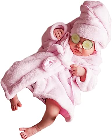 Photo 1 of KHC-KHF Newborn Photography Props Bathrobes Bath Towel Outfit with Cucumber Prop for Infant Boy Girl (Pink)
SET OF 2