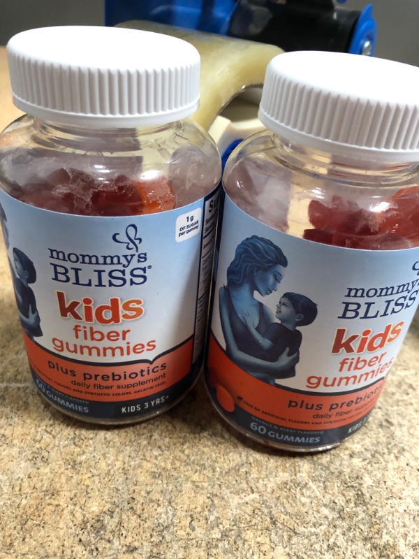 Photo 2 of **EXPIRES SEP2023** Mommy's Bliss Kids Fiber Gummies with Prebiotics and Chicory Root Gentle Daily Fiber Supplement (Ages 3+), Natural Orange & Berry Flavors ,60 Gummies
SET OF 2