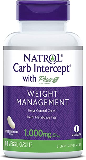 Photo 1 of **EXP[IRES JAN2025**Natrol Carb Intercept with Phase 2 Carb Controller Capsules, White Kidney Bean Extract, Helps Control Carbs, Helps Metabolize Fats, Clinically Tested, Promotes Healthy Body Weight, 1,000mg, 60 Count
