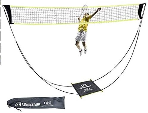 Photo 1 of KIKILIVE Portable Badminton Net with Stand Carry Bag, Foldable Volleyball Tennis Badminton Net Rack – Easy Setup for for Outdoor/Indoor Court, Backyard, No Tools or Stakes Required
