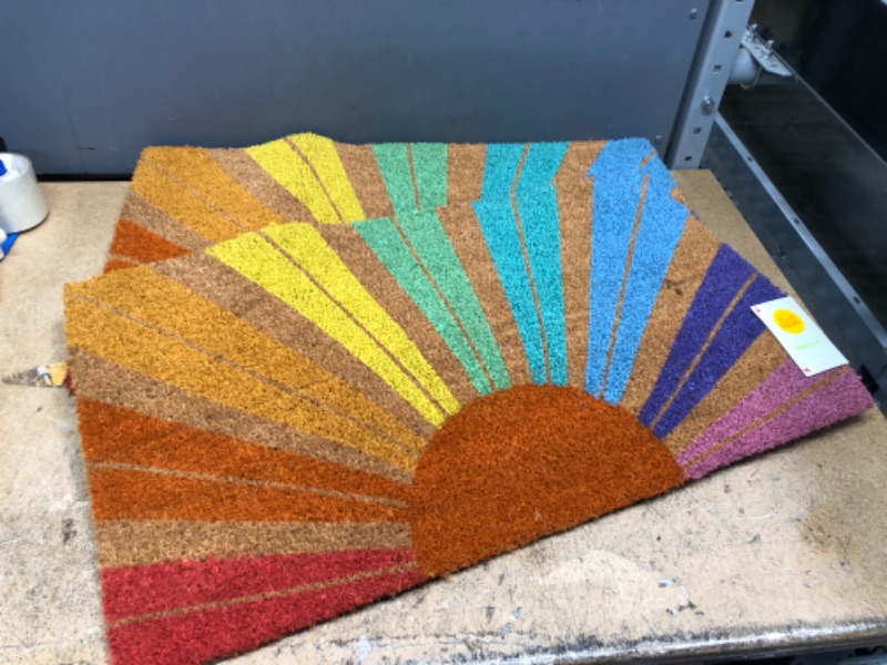Photo 2 of 1'6"x2'6" Rainbow Sunshine Doormat - Sun Squad™
