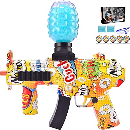 Photo 1 of Gel Splatter Ball Blaster, Automatic MP-5 Splat Ball Blasters with Everything, Outdoor Shooting Game for Adults and Kids Age 14+, Yellow Graffiti
