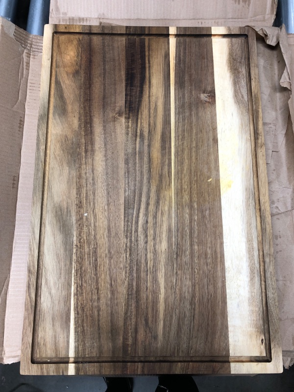 Photo 2 of *Used-See Photo* Kenmore Kenosha Heavy Duty Acacia Wood Extra Large Cutting Board W/ Juice Grove, 24x16-inch