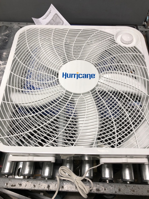 Photo 3 of *Tested* Hurricane Box Fan - 20 Inch, Classic Series, Floor Fan with 3 Energy Efficient Speed Settings, Compact Design, Lightweight - ETL Listed, White Box Fan 20"