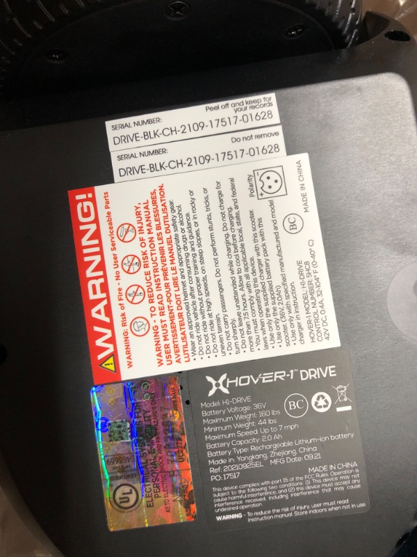 Photo 2 of *Powers on When Charging* Hover-1 Drive Electric Hoverboard | 7MPH Top Speed, 3 Mile Range, Long Lasting Lithium-Ion Battery, 6HR Full-Charge, Path Illuminating LED Lights Black