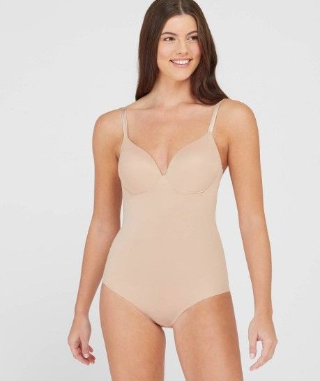 Photo 1 of ASSETS BY SPANX Women's Flawless Finish Shaping Micro Low Back Cupped Bodysuit Shapewear SMALL.

