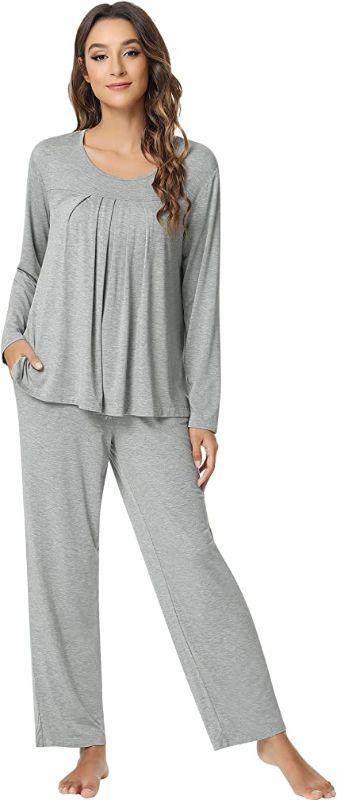 Photo 1 of NACHILA Women's Bamboo Pajamas Long Sleeve Sleepwear Set Soft Pj Loungewear Pants Set SMALL.
