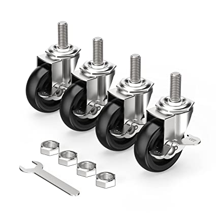 Photo 1 of  Caster Wheels 3 inch Locking Stem Casters, 1/2" -13 x 1-1/2" (Stem Diameter 1/2", Stem Length 1-1/2") Threaded Stem Casters Swivel Casters Set of 4 Heavy Duty Castors Black