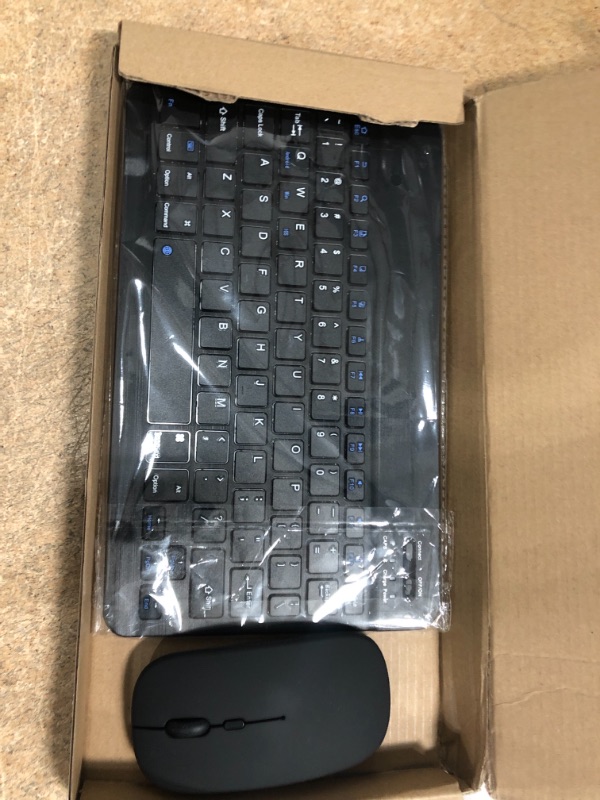 Photo 2 of Ultra-Slim Bluetooth Keyboard and Mouse Combo Rechargeable Portable Wireless Keyboard Mouse Set for Apple iPad iPhone iOS 13 and Above Samsung Tablet Phone Smartphone Android Windows (Black)
