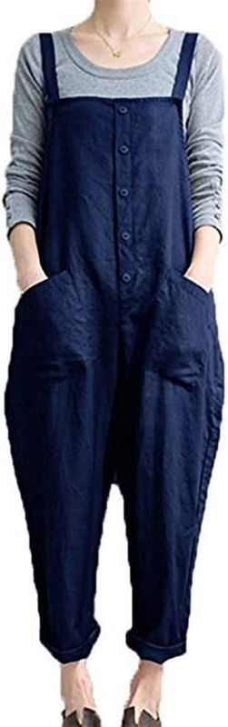 Photo 1 of Aedvoouer Women's Baggy Plus Size Overalls Jumpsuits Wide Leg Harem Pants Casual Romper LARGE
