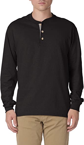 Photo 1 of Hanes Men's Beefy Long Sleeve Three-Button Henley LARGE 
