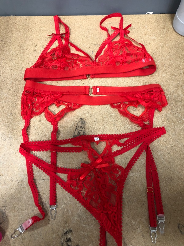 Photo 3 of BUNDLE FOR THE LADIES... 2 ITEMS
RED 3 PCS LINGERIE SET, SIZE M.. PINK BRAZILLIAN BIKINI BOTTMS, SIZE S