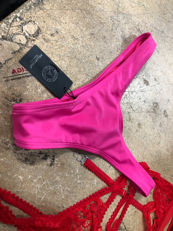 Photo 2 of BUNDLE FOR THE LADIES... 2 ITEMS
RED 3 PCS LINGERIE SET, SIZE M.. PINK BRAZILLIAN BIKINI BOTTMS, SIZE S