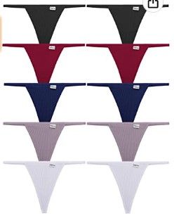 Photo 1 of FINETOO 10 Pack G-String Thongs for Women Cotton Panties Stretch T-back Tangas Low Rise Hipster Underwear Sexy SIZE S