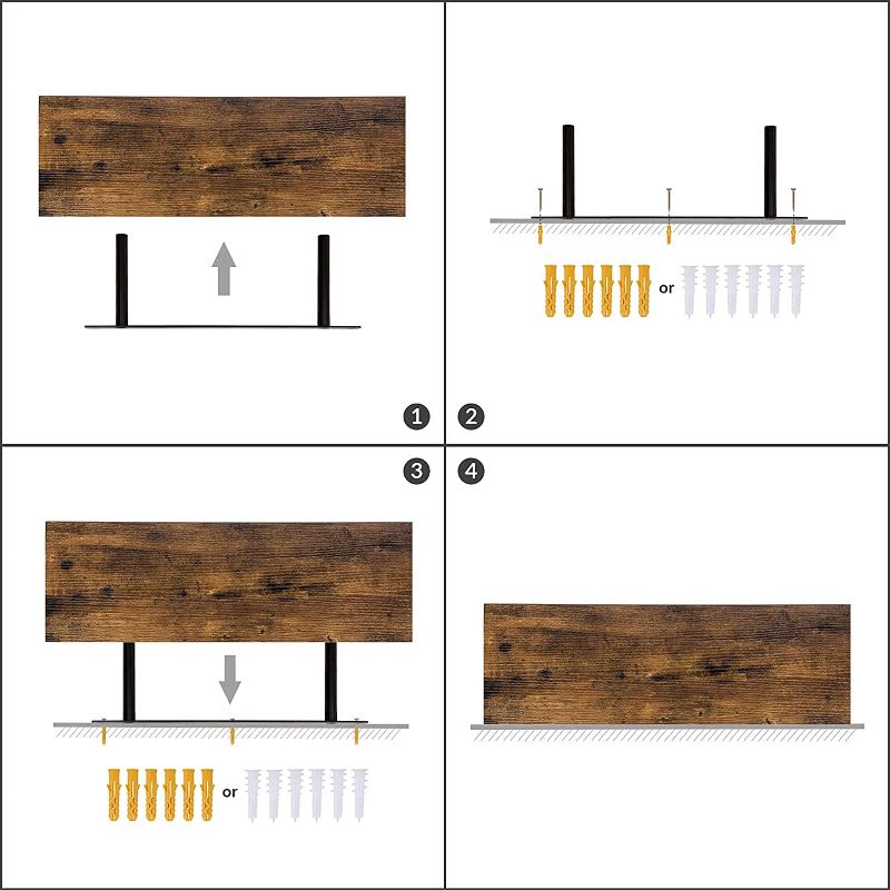 Photo 2 of HOOBRO Floating Shelves, Wall Shelf Set of 2, 23.6 inch Hanging Shelf with Invisible Brackets, for Bathroom, Bedroom, Toilet, Kitchen, Office, Living Room Decor, Rustic Brown