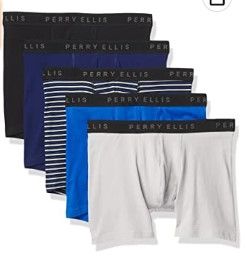 Photo 1 of Perry Ellis Men's Cotton Stretch Boxer Briefs, Tagless, No Roll Waistband, 5 Pack