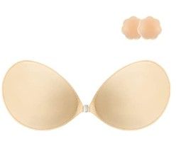 Photo 1 of Niidor Adhesive Bra Strapless Sticky Invisible Push up Silicone Bra for Backless Dress with Nipple Covers Nude