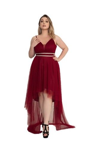 Photo 1 of Ever-Pretty Women's Maxi V Neck High Low Formal Sleeveless Empire Waist Dress 2121 Burgundy US4 SIZE 4XL (16)