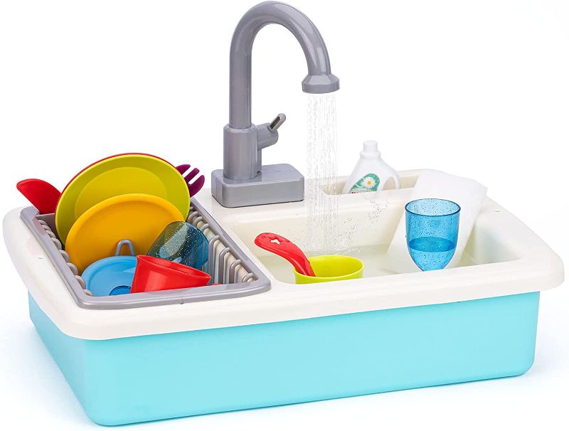 Photo 1 of Dayeto Kitchen Play Sink Toys, Fun & Educative Kids Toy Sink, Electric Dishwasher Playing Toy with Running Water for Kids Toddler - 20 Piece Pretend Play Toy for Boys and Girls