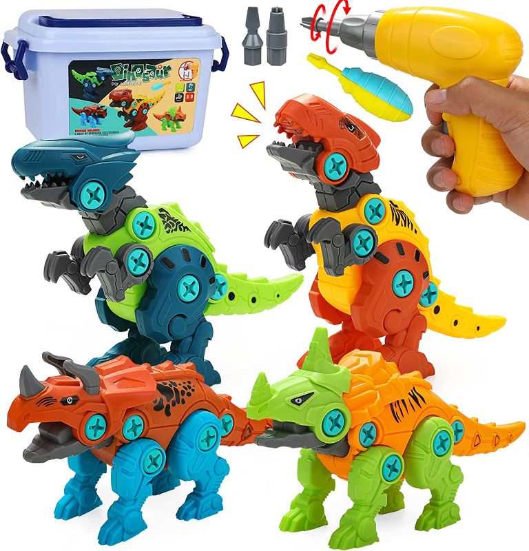 Photo 1 of Joysky Dinosaur Toys for Kids 3-5 5-7, Take Apart Dinosaur Toys with Electric/Hand Drills Storage Box Set, Educational STEM Building Dinosaur Toys for 3 4 5 6 7 8 Year Old Boys Girls