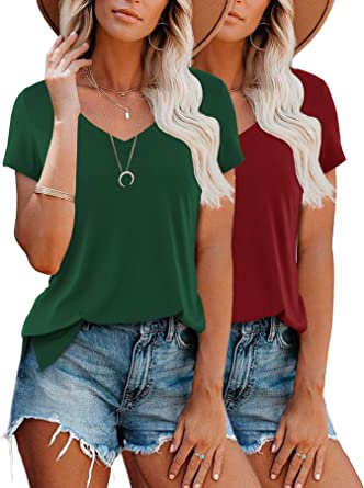 Photo 1 of Beluring Womens Tops Casual Summer Comfy T Shirt Deep V Neck Tee Shirts Blouses (XL)
