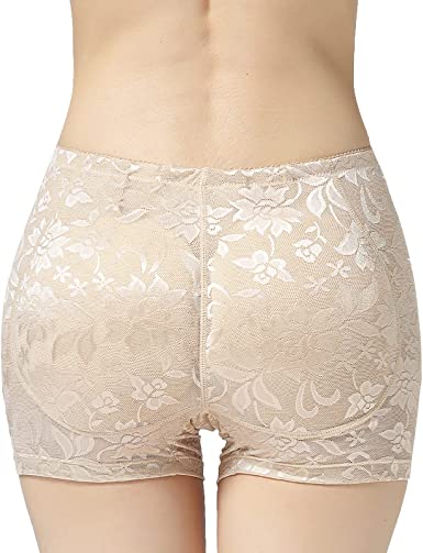 Photo 1 of Butt-lifting fake ass panties women's mid-waist lace padded buttocks pants,lace apricot, M
