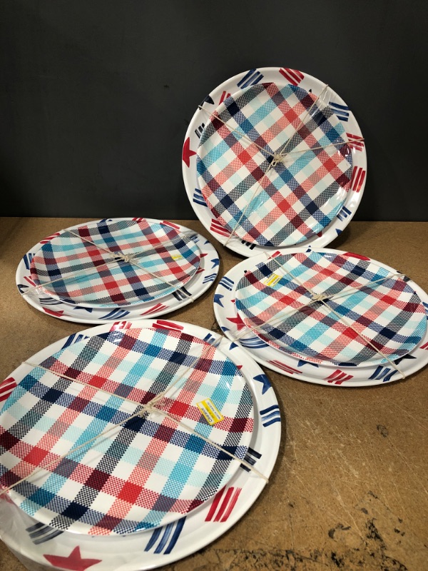 Photo 2 of (X4) 2pc Melamine Printed Serving Platter Set - Sun Squad
