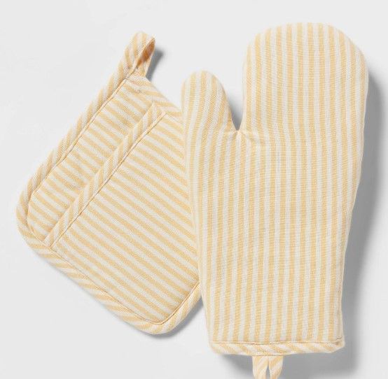 Photo 1 of (X6) 2pc Cotton Striped Oven Mitt and Pot Holder Set - Threshold