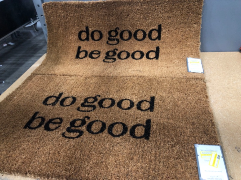 Photo 2 of (X2) 1'6"x2'6" Do Good Be Good Doormat Black - Threshold designed with Studio McGee