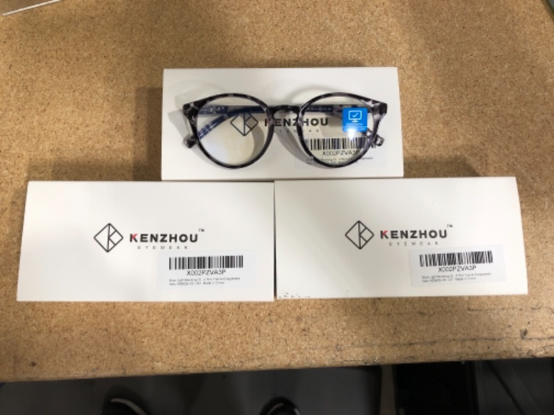 Photo 2 of (3-Pack) K KENZHOU Blue Light Blocking Glasses Women Round Rim Frame Eyeglasses
