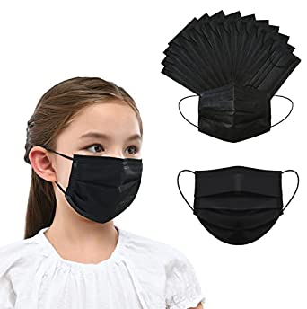 Photo 1 of (2-Pack) WemBem Kids Disposable Face Mask,100 PCS Black Mask Ages 4-12 Children Sized Breathable Mouth Cover Safety Small Masks
