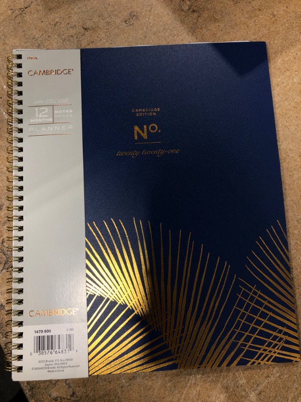 Photo 2 of Cambridge WorkStyle Monthly Planner 8 1/2 X 11 Navy Palms January 2021 to December 2021 - 1479-900-21
