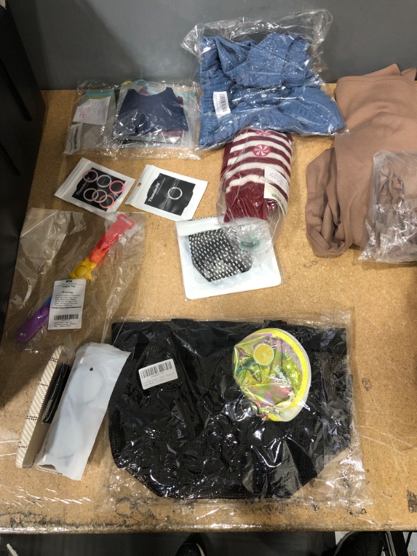 Photo 1 of Amazon Womens Clothings Bundle; M Shirts and Sweats, Socks, Glasses, Masks and Beach Bag 11 pack 