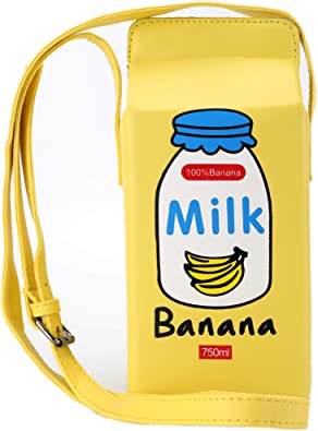 Photo 1 of HXQ Banana Milk Box CrossBody Purse Bag,PU Phone Shoulder Wallet for Women Girl
