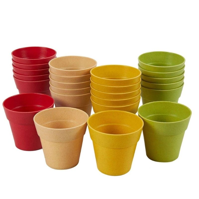 Photo 1 of 24 Pack Plastic Mini Flower Pots Planters for Indoor, Outdoor, Succulent Display