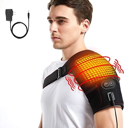 Photo 1 of Heated Shoulder Wrap with Massage, Electric Shoulder Massager Heating Pad for Men Women Frozen Shoulder Pain Relief with AC Adapter (Black)