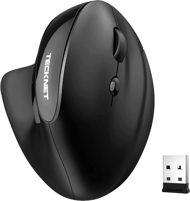 Photo 1 of Rechargeable Wireless Mouse, TECKNET 2400 DPI Ergonomic Vertical Mouse