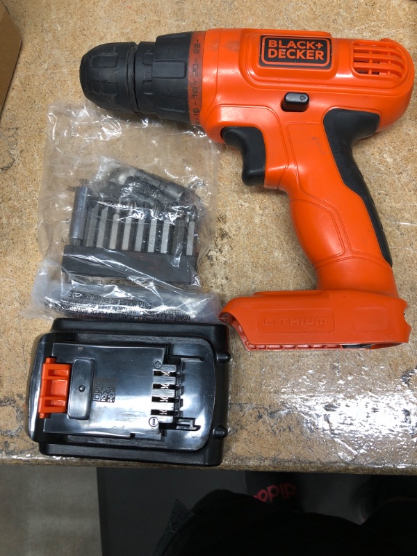 Photo 3 of BLACK+DECKER 20V MAX* POWERECONNECT Cordless Drill/Driver + 30 pc. Kit (LD120VA)