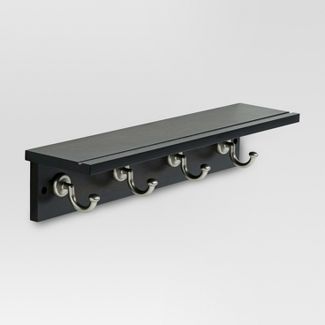 Photo 1 of 18" Hennepin Hook Rack with Ledge - Black/Nickel - Threshold
