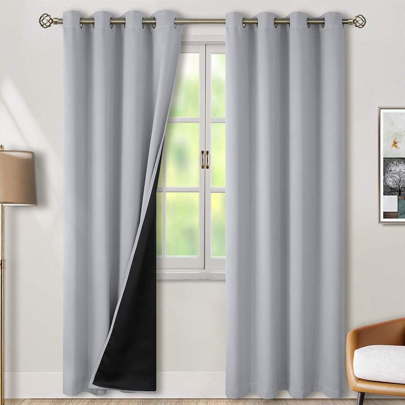 Photo 1 of 
Roll over image to zoom in







VIDEO
BGment Thermal Insulated 100% Blackout Curtains for Bedroom with Black Liner, Double Layer Full Room Darkening Noise Reducing Grommet Curtain ( 52 x 95 Inch, Light Grey, 2 Panels )
