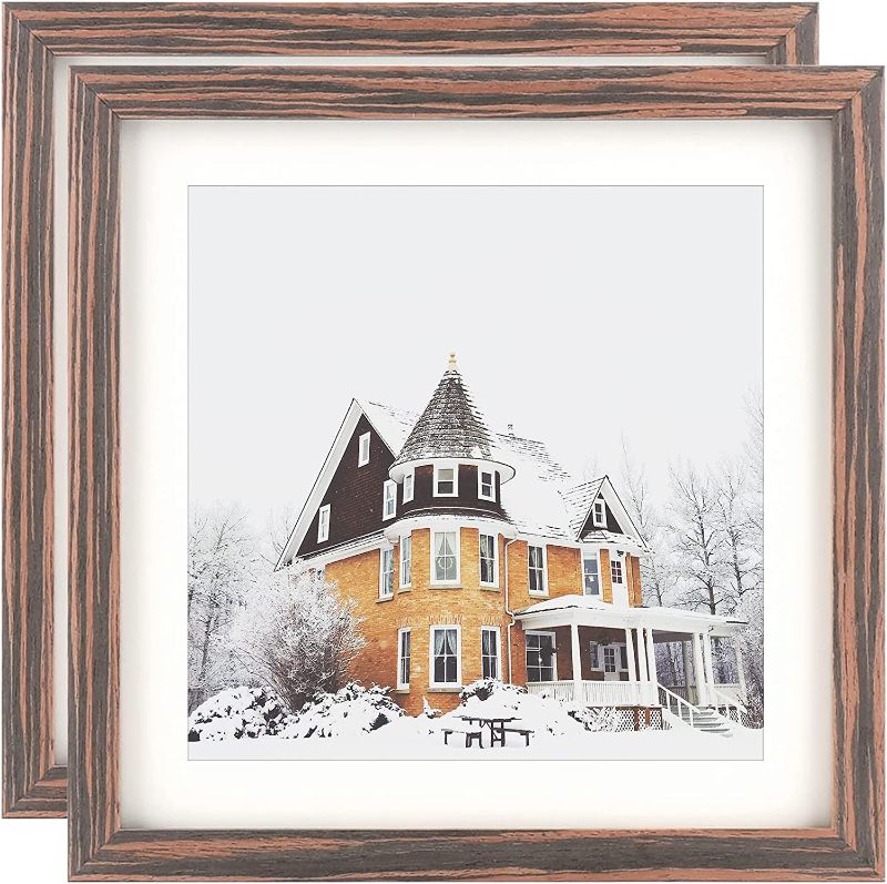 Photo 1 of 10x10 Wood Grain Picture Frames Square Classic Natural Wood 2 Pack for Wall Mounting and Tabletop Display
8 X 8 OPENING
