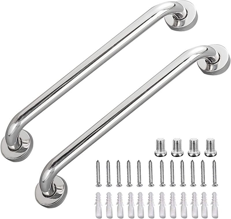 Photo 1 of 2 Pack 18in Shower Grab Bar, Stainless Steel Bathroom Grab Bar, Shower Handle, Bath Handle, Grab Bars Senior for Bathroom- Handicap Bars -Hand Rails for Elderly.
