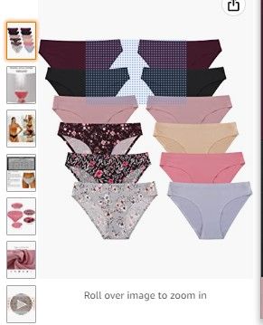 Photo 1 of FINETOO 12 Pack Women’s Seamless Hipster Underwear No Show Panties Invisibles Briefs Soft Stretch Bikini Underwears MEDIUM