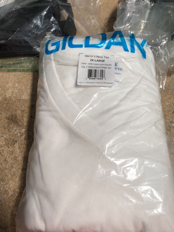 Photo 2 of Gildan Men's Short Sleeve V-Neck White T-Shirt 2XL, 6-Pack