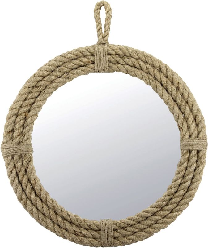 Photo 1 of 
Stonebriar SB-5389A Small Round Wrapped Rope Mirror with Hanging Loop, Vintage Nautical Design, Brown