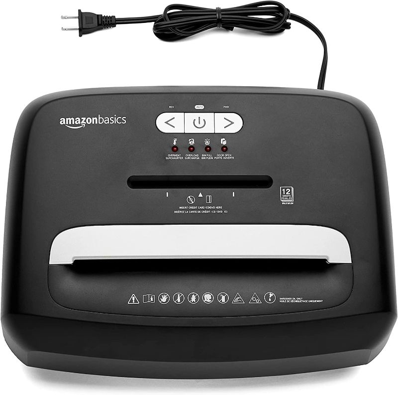 Photo 1 of Amazon Basics 12 Sheet Micro-Cut Paper,Credit Card and CD Shredder for Office/Home