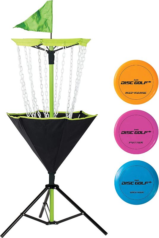 Photo 1 of Franklin Sports Disc Golf Baskets - Portable Disc Golf Target with Chains Included - Disc Golf Basket Stand Equipment for Hole + Course Creation - PDGA Approved