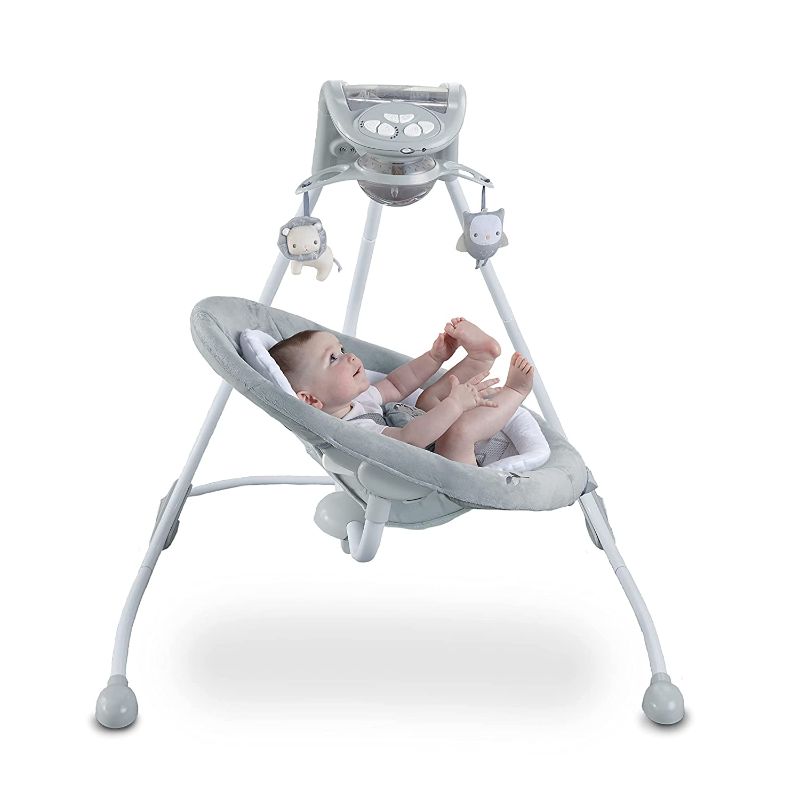 Photo 1 of Ingenuity InLighten Baby Swing - Cool Mesh Fabric, Vibrations, Swivel Infant Seat, Nature Sounds, Light Up Motorized Mobile - Braden