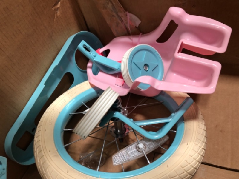 Photo 4 of JOYSTAR Little Daisy Kids Bike for 2-7 Years Girls with Training Wheels & Front Handbrake 12 14 16 Inch Princess Kids Bicycle with Basket Bike Streamers Toddler Cycle Bikes, Blue Pink White